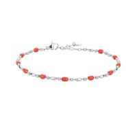 Luca Barra Cavigliera in Acciaio da Donna, Perline Corallo e Argento, Stile Elegante, CV187