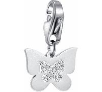 Luca Barra CHARM FARFALLA IN ACCIAIO CON CRISTALLI BIANCHI CON MOSCHETTONE, Oro