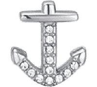 Luca Barra CHARM IN ACCIAIO ANCORA CON CRISTALLI BIANCHI, Argento