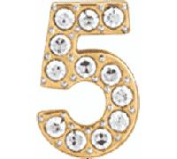 Luca Barra CHARM IN ACCIAIO IP GOLD NUMERO 5 CON CRISTALLIBIANCHI