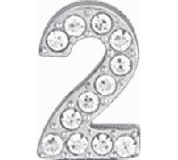 Luca Barra CHARM IN ACCIAIO NUMERO 2 CON CRISTALLI BIANCHI