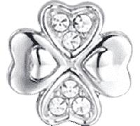 Luca Barra CHARM QUADRIFOGLIO IN ACCIAIO CON CRISTALLI BIANCHI