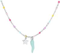 Luca Barra COLLANA BAMBINA IN ACCIAIO CON CORNO TURCHESE,STELLA ED ELEMENTI MULTICOLOR