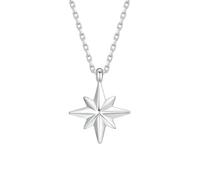 Luca Barra Collana da Uomo in Acciaio, Ciondolo Stella a Otto Punte, Colore Argento, Modello CA541