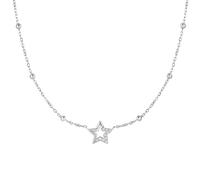 Luca Barra Collana Donna Acciaio Inossidabile con Stella e Zirconi, Argento, 45 cm, Stile Contemporaneo