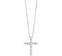 Luca Barra COLLANA DONNA IN ACCIAIO CON CROCE CON CRISTALLI BIANCHI
