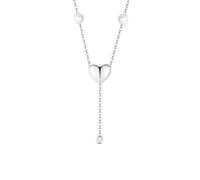 Luca Barra Collana Donna in Acciaio con Cuore e Perle, Design Y-Necklace con Cristallo, Modello CK2261