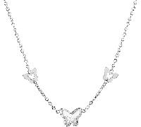 Luca Barra COLLANA DONNA IN ACCIAIO CON CUORI E ZIRCONE ROSA