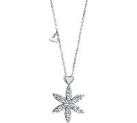 Luca Barra COLLANA DONNA IN ACCIAIO CON FIORE DELLA VITA E CUORE