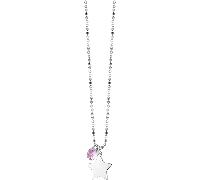 Luca Barra COLLANA DONNA IN ACCIAIO CON STELLA E ZIRCONE ROSA