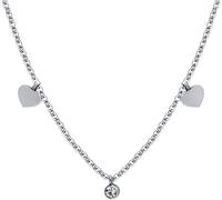 Luca Barra COLLANA DONNA IN ACCIAIO CUORI E CRISTALLI