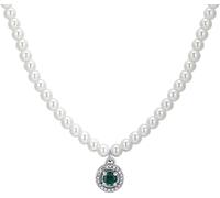 Luca Barra COLLANA DONNA IN ACCIAIO PERLE E ZIRCONE VERDE