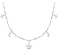 Luca Barra COLLANA DONNA IN ACCIAIO, STELLA CON ZIRCONE BIANCO, LUNE E STELLE IP ROSE