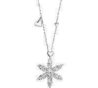 Luca Barra COLLANA DONNA LUNGA IN ACCIAIO CON FIORE DELLA VITA E CUORE