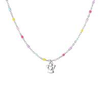 Luca Barra Collana in Acciaio con Perline Multicolore e Ciondolo Angelo, JC173