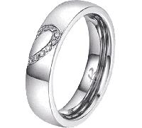 Luca Barra FEDINA DONNA E UOMO IN ACCIAIO CON MEZZO CUORE CON CRISTALLI BIANCHI, Argento / 15