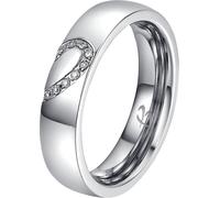 Luca Barra FEDINA DONNA E UOMO IN ACCIAIO CON MEZZO CUORE CON CRISTALLI BIANCHI, Argento / 21