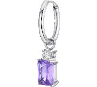 Luca Barra MONO ORECCHINI DONNA IN ACCIAIO CON ZIRCONI VIOLA E BIANCHI