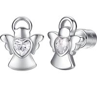 Luca Barra ORECCHINI BAMBINA IN ACCIAIO ANGELO CON ZIRCONE BIANCO