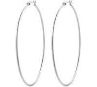 Luca Barra ORECCHINI DONNA CERCHIO IN ACCIAIO DIAMETRO 63 MM, Argento
