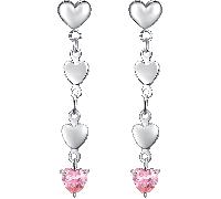 Luca Barra ORECCHINI DONNA IN ACCIAIO CON CUORI E ZIRCONE ROSA