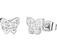 Orecchini da donna di Luca Barra della collezione holiday. Orecchini in acciaio 316l con farfalla e cristalli bianchi. La refernza è lbok961