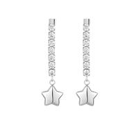 LUCA BARRA Orecchini Pendenti Donna Acciaio Inossidabile con Cristalli Bianchi e Ciondolo Stella, Stile Classico, Chiusura a Baionetta