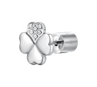 LUCA BARRA Orecchino Donna Acciaio Inossidabile con Cristalli Bianchi e Ciondolo a Cuore, Argento, 12mm