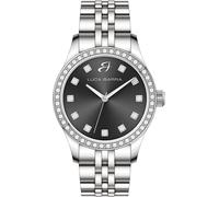 Luca Barra OROLOGIO DONNA IN ACCIAIO CON QUADRANTE NERO E GHIERA CON CRISTALLI BIANCHI