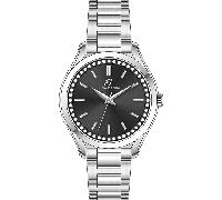 Luca Barra OROLOGIO DONNA IN ACCIAIO GHIERA NERA E CRISTALLI BIANCHI