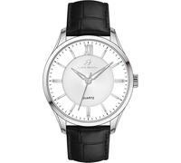 Luca Barra OROLOGIO UOMO IN ACCIAIO CINTURINO PELLE NERA E QUADRANTE BIANCO