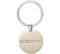 Luca Barra PORTACHIAVI UOMO IN ACCIAIO CON PIASTRA CIRCOLARE IN ACCIAIO IP GOLD E CRISTALLI