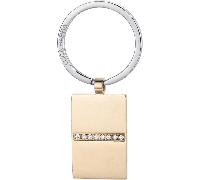 Luca Barra PORTACHIAVI UOMO IN ACCIAIO CON PIASTRA IP GOLD E CRISTALLI BIANCHI