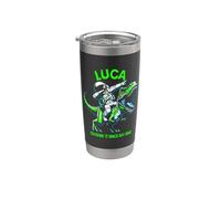 Luca Crushin' It Since Day One Astronauta Dinosaur Cartoon Bicchiere termico in acciaio inox doppia parete