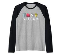 Luca Nome Cane Personalizzato Luca Pet Lover Maglia con Maniche Raglan