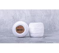 Luca-S Filo da ricamo in cotone perlato, misura 8, 100% cotone egiziano per uncinetto, filato per ricamo a punto croce, certificato Oeko TEX, 10 grammi per gomitolo, colore bianco