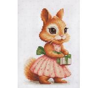 Luca-S kit punto croce contato "Il regalo degli scoiattoli", 10x17cm