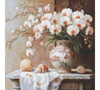 Luca-S Kit per punto croce Gold - L'eleganza dell'orchidea, B714, kit per punto croce contato, per adulti, kit per ricamo e cucito