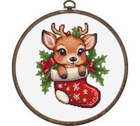 Luca-S kit punto croce contato con cerchio "Santas Surprise", 13,5x15cm, fai da