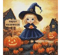 Luca-S Kit per ricamo a punto croce, motivo: Happy Halloween