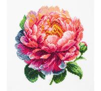 Luca-S kit punto croce contato con telaio "Coral Charm Peony", 12x12cm