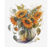 Luca-S Kit punto croce, vaso con girasole, kit punto croce contato per adulti, kit da ricamo, B7025