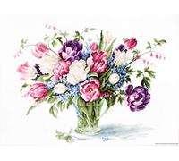 Luca-S LB2261 - Schema Punto Croce contato, Motivo Vaso di Tulipani, 26 x 33,5 cm