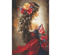 Luca-S Petit Point Kit Oro La Ragazza Spagnola, G702, Kit Punto Croce contato per Adulti, Kit Needlecraft e Ricamo