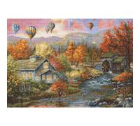 Luca-S Set di arazzi "Mulino ad acqua d'autunno", motivo di conteggio, 34x24cm