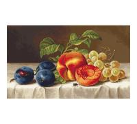 Luca-S Set punto croce "Natura morta con pesche", schema di conteggio, 39x23cm
