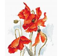 Luca-S Set punto croce "Poppies vi", schema di conteggio, 24x28cm