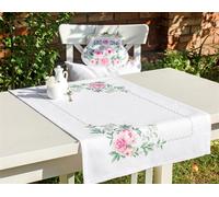 Luca-S set punto croce set da tavola runner "Peonie", schema di conteggio, 75x46