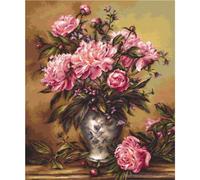 Luca-S Set punto croce "Vaso con peonie", motivo di conteggio, 34x41cm