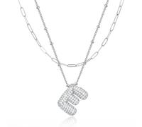LUCA SMITH Collane con iniziali per donne e ragazze, delicata collana con lettera a palloncino, ciondolo con lettera dell'alfabeto a strati, collane girocollo personalizzate, Ottone, Zirconia cubica